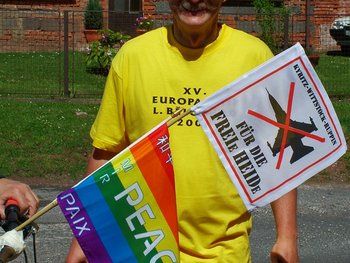 Jaromír Kohlíček als Teilnehmer einer Friedensrundtour während des Europacamps 2007