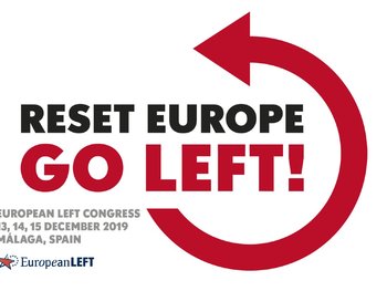 Logo des Kongresses: „RESET EUROPE - GO LEFT!“