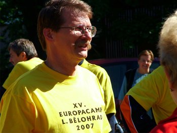 Jaromír Kohlíček als Teilnehmer einer Friedensrundtour während des Europacamps 2007
